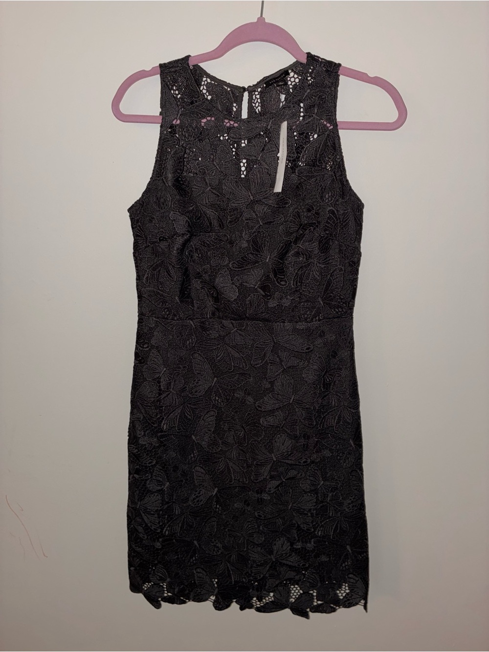 Ann Taylor Black Floral Lace Sleeveless Mini Dress‎